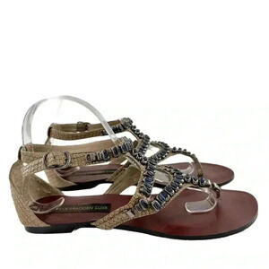 Steve Madden luxe L-Zena sandals size 8 tan faux leather gladiator festival boho